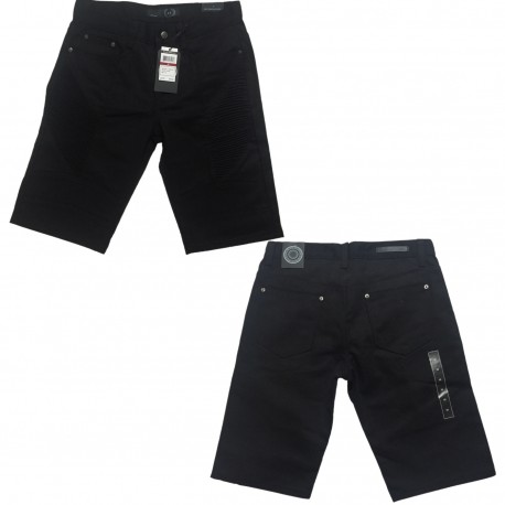 black jean biker shorts